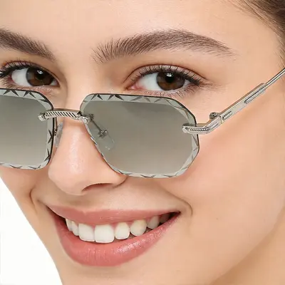Polygon Frameless Retro Sunglasses for Women and Men, Fashion Style - 3