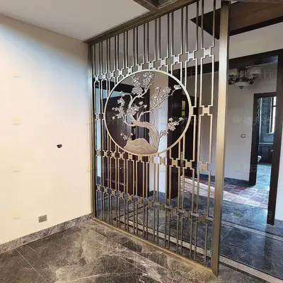 Modern Stainless Steel Folding Screen, Metal Room Divider for Villa and Restaurant - 5