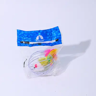 Cat Toy Mouse with Real Feather Tail, Wire Cage, Colored Lacquer - 5
