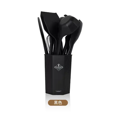 12-piece silicone kitchen utensil set with wooden handles, birchwood handle silicone kitchen tools, shovel spoon scraper spatula, cross-border silicone kitchen utensils - 7