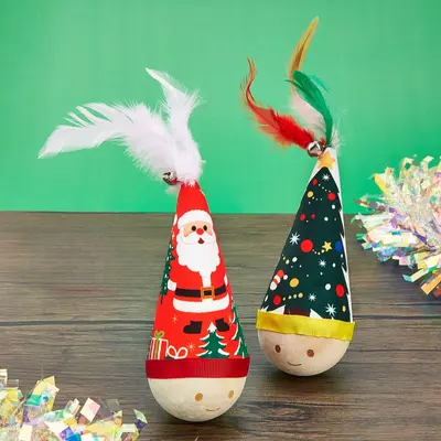 Durable Roly-Poly Cat Toy with Feather Teaser Wand - 5