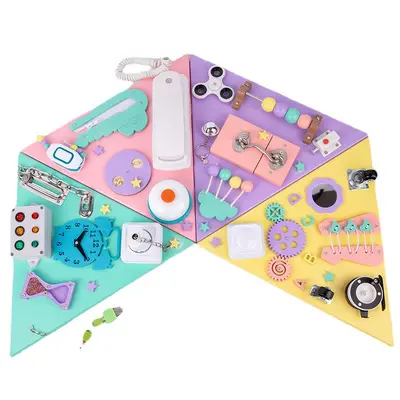 Children's multifunctional pyramid toy, Montessori learning board with lock system