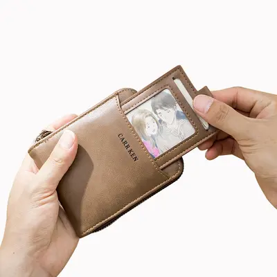 CarrKen Men's Short Wallet with Zipper and Tri-Fold Card Holder - 2
