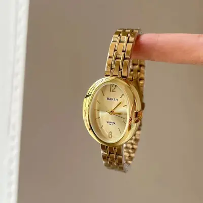 Women's quartz watch, pigeon egg shape, gold-tone - 8