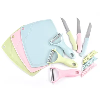 Stainless Steel Fruit Knife Set, 3 Pieces, with Cutting Board Scraper
