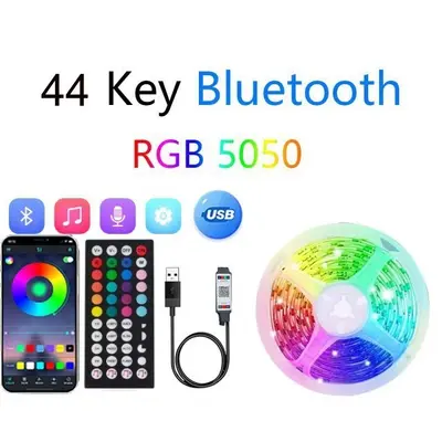 24V 3535 RGB LED Şerit Işık Seti, 44 Tuşlu Bluetooth Müzik Kontrollü, Kendinden Yapışkanlı - 8