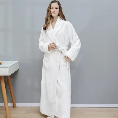 Damen-Nachthemd Herbst und Winter Lang Korallen-Fleece Plus Samt Verdickt Doppel-Bademantel Flanell Herren-Pyjama Winter Hauskleidung - 12