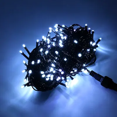 Black Cable Flashing LED String Lights, Waterproof for Outdoor Christmas Use - 8