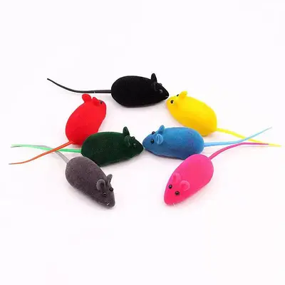 Simulated Rubber Flocked Mouse Cat Toy with Sound - 2