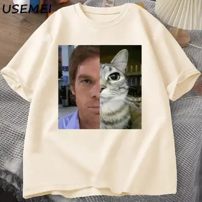 Dexter Morgan Cat Baumwoll-T-Shirt Kurzarm, europäische Größe