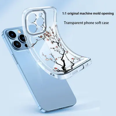 Chinesische Pflaumenblueten Handyhuelle fuer iPhone 13/14/15 transparent
