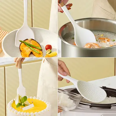 Silikon-Spachtel und Löffel 13-teiliges Set antihaftbeschichteter Silikon-Spachtel Milchweiß Lebensmittelqualität Silikon-Küchenutensilien-Set verkaufsfertig