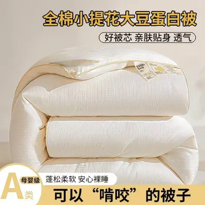 新品被子保暖提花大豆纤维子母被二合一拉链款春秋被芯大豆纤维被