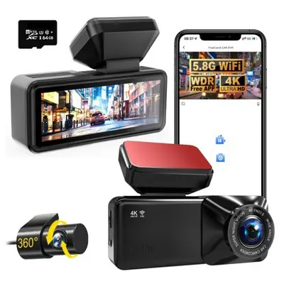 2026 Popular Temu Cross-Border 4K Front and Rear 1K Dual Recording 170° HD Night Vision Dash Cam 5G WiFi - 2