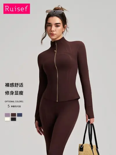 Women's Slim-Fit Yoga Jacket with Thumb Holes - 2