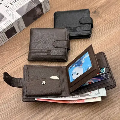 Men's Retro PU Leather Short Wallet with Multiple Card Slots and Coin Pocket - 3