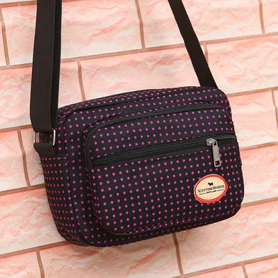 Polka-Dot Multi-Layer Cloth Shoulder Bag for Elderly - 7