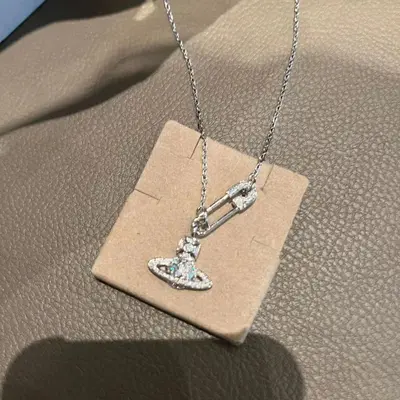 Saturn Pin Necklace, Women's, Luxury Clavicle Chain - 3