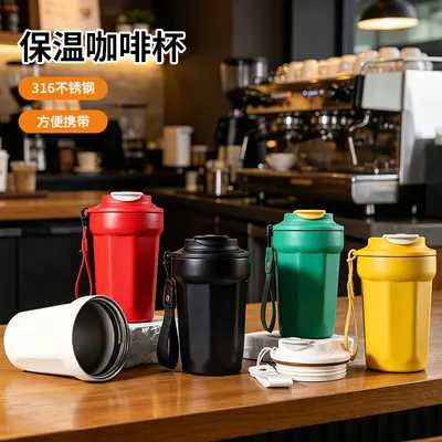 Achteckige Kaffeetasse 316er Edelstahl mit Trageöse Thermosbecher - 2