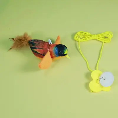 Hanging Feather Bird Cat Teaser, Bite-Resistant with Squeaker - 10