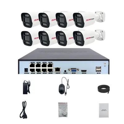 8 kanallı poe güvenlik kamerası seti 4k yüksek çözünürlüklü tam renkli kayıt ev dış mekan su geçirmez cep telefonu uzaktan izleme cihazı - 8