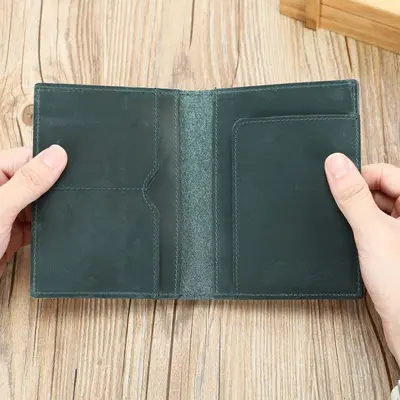 Crazy Horse Genuine Leather Passport Wallet with Card Holder - 10