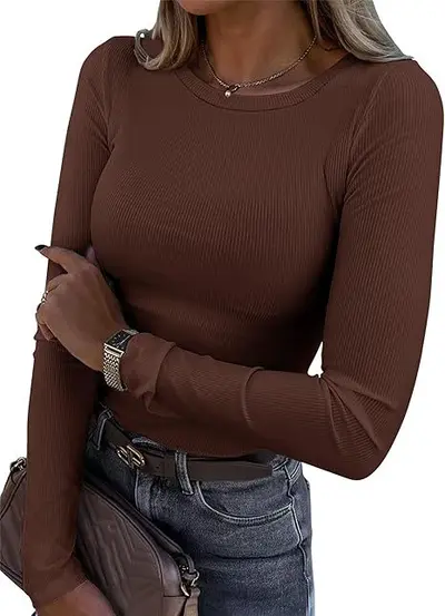 Damen-Langarmshirt, schmal, gerippt, Rundhals, elastisch - 9