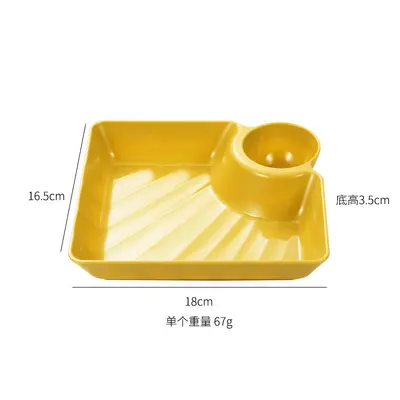 Large PP Compartment Dumpling Plate with Vinegar Dish, Japanese Style - 7