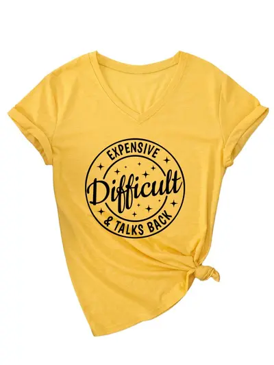 Kısa kollu V yaka kadın t-shirt, şık ve moda tasarım - 9
