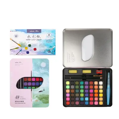 Children's watercolor paint set, tin box, artist kit - 5