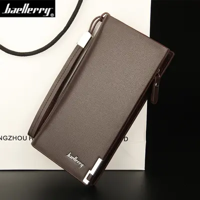 Large-Capacity Men's Long Clutch Wallet with Zipper and Multiple Card Slots - 8