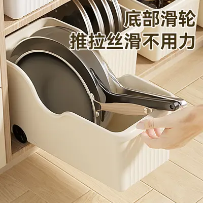 Kitchen storage box with wheels, lid and shelf - 2