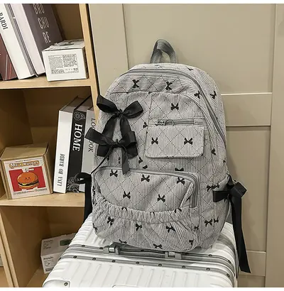 Bow Print School Backpack for Junior and Senior High School Students - 6