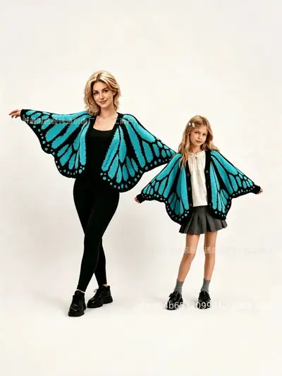 Großer Schmetterlingsumhang, Schal-Strickjacke für Damen