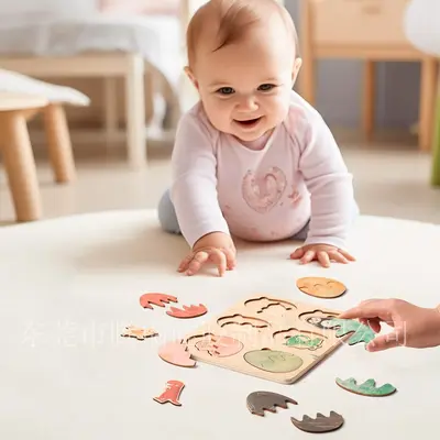 Montessori Early Education Children Wooden Amazon Cross-Border Trade Cognitive Animal Eggshell Matching Puzzle Board Children Handmade Toys