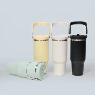 Taşınabilir 40oz Termos Bardak 304 Paslanmaz Çelik Kıvrımlı Tutacaklı - 4