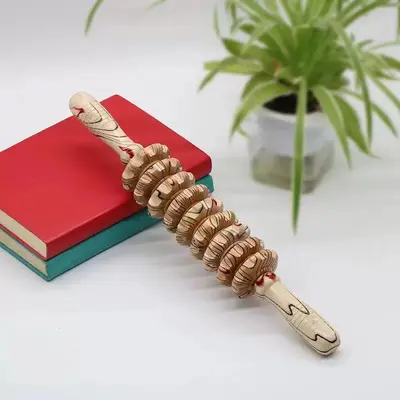 Ahşap kas gevşeme topuz masajı rulo spor meridyen yoga sopa zayıflama bacak servikal omurga rulo masaj sopası - 4
