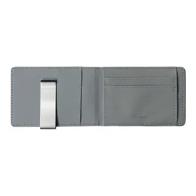 Korean Style Men's Short Wallet with Crossbody Pattern and Stainless Steel Money Clip - 7