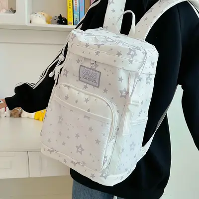 Cute Star Pattern Student Backpack, Large Capacity