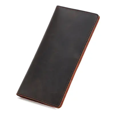 Genuine leather men's long wallet with multiple card slots and coin compartment - 7