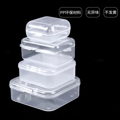T plastik şeffaf küçük kare kutu mücevher kutusu kulak tıkaçları küçük kutu takı mini saklama kutusu LOGO ile özelleştirilebilir - 3