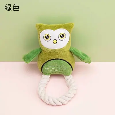 Plush owl dog toy with cotton rope and sound - 8