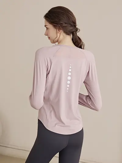 Damen schnelltrocknendes Langarm-Sportoberteil, figurformend, Herbst - 3