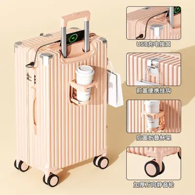 Women's suitcase, multifunctional, silent wheels, combination lock, rechargeable - 9