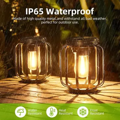 Solar Retro Iron Garden Lamp, Hollow Design, Night Light