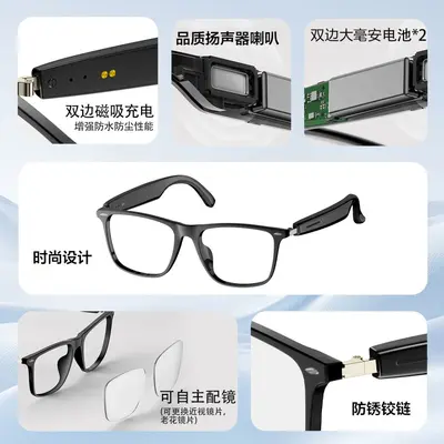 蓝牙眼镜ai智能太阳镜黑框变色开车听歌接打电话墨镜防蓝光跨境 - 3