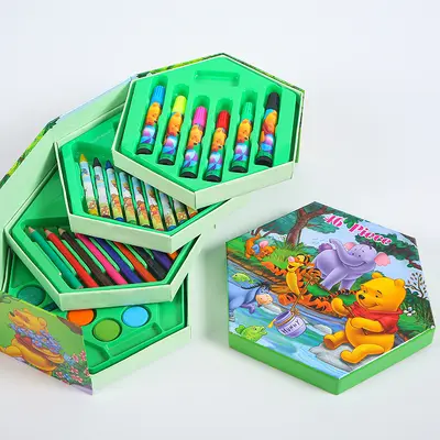 46-Piece Children's Art Set with 4-Layer Box and Colored Pencils - 3