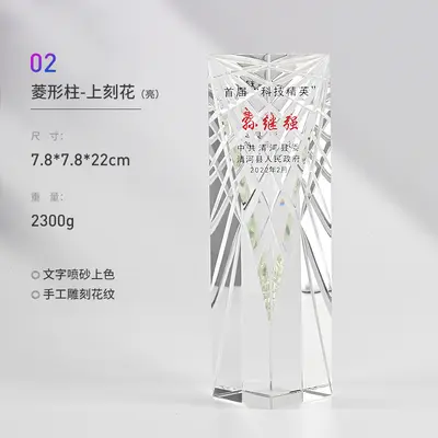 Custom Engraved Crystal Award Trophy with Full-Color Print for Annual Awards - 8