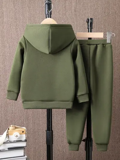 Jungen Sweatshirt-Set, Panda-Aufdruck, gefüttert
