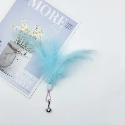 Feather Cat Teaser Wand Toy with Replacement Heads and Plush Pet Toy - 7